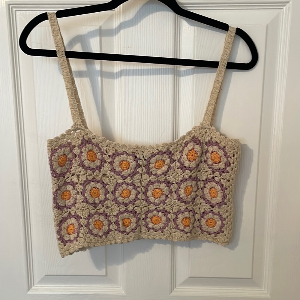 Zara Crochet Floral Crop Top